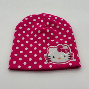 Hello Kitty Pink  White Polkadot Beanie Knit Cap